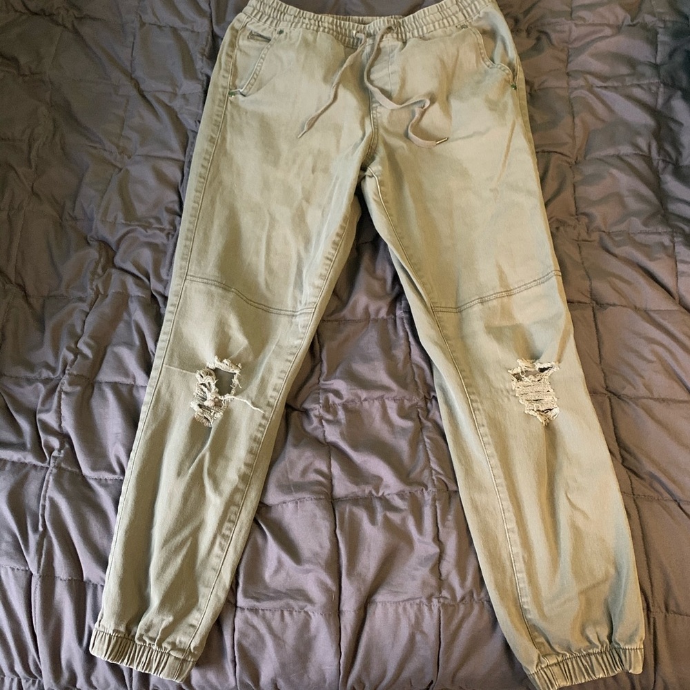Distressed joggers.